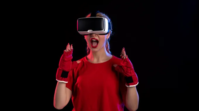 A person wearing a VR headset for a UK iGaming Telegram ads case study