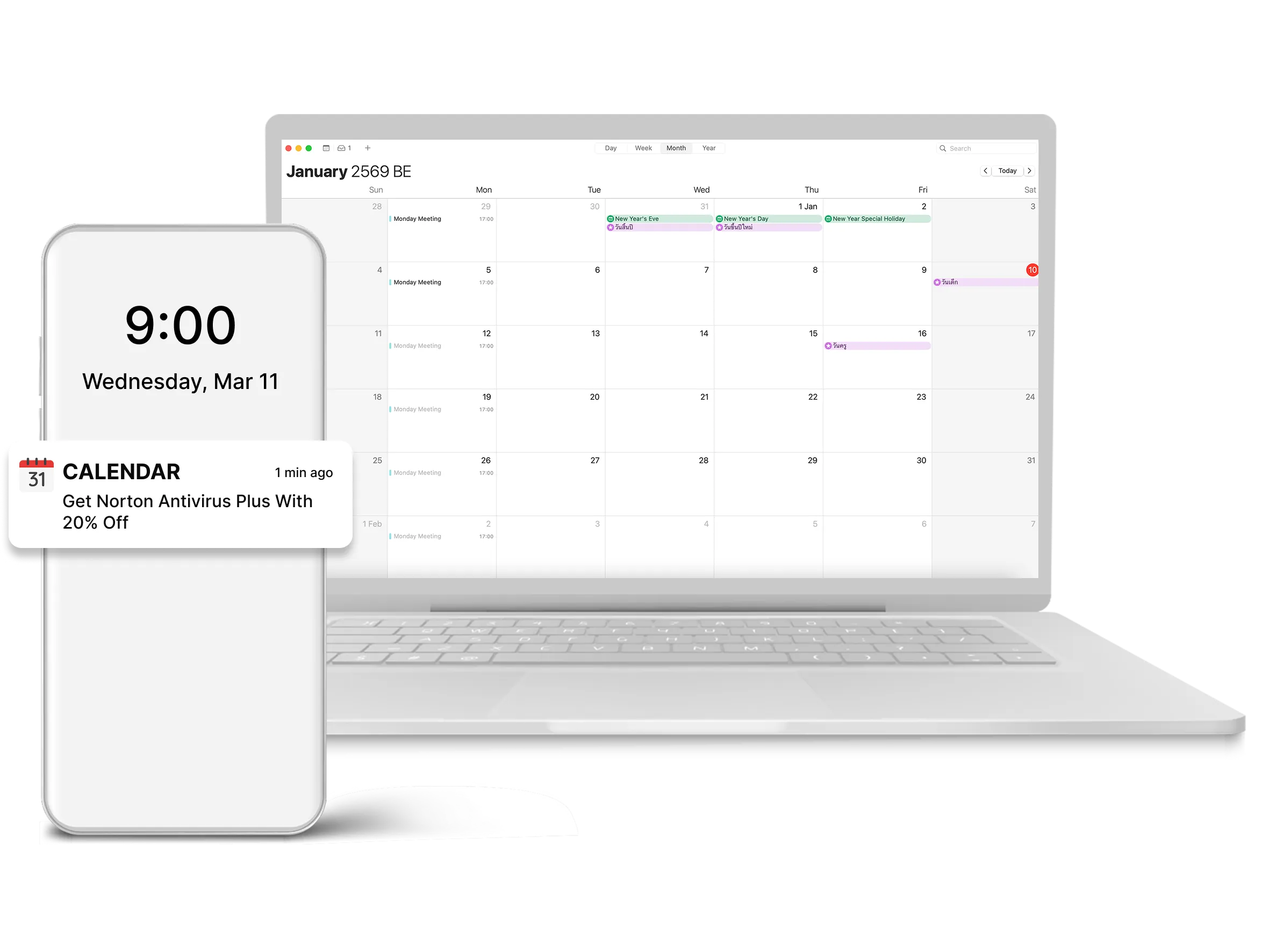 Calendar event reminder ad on a smartphone