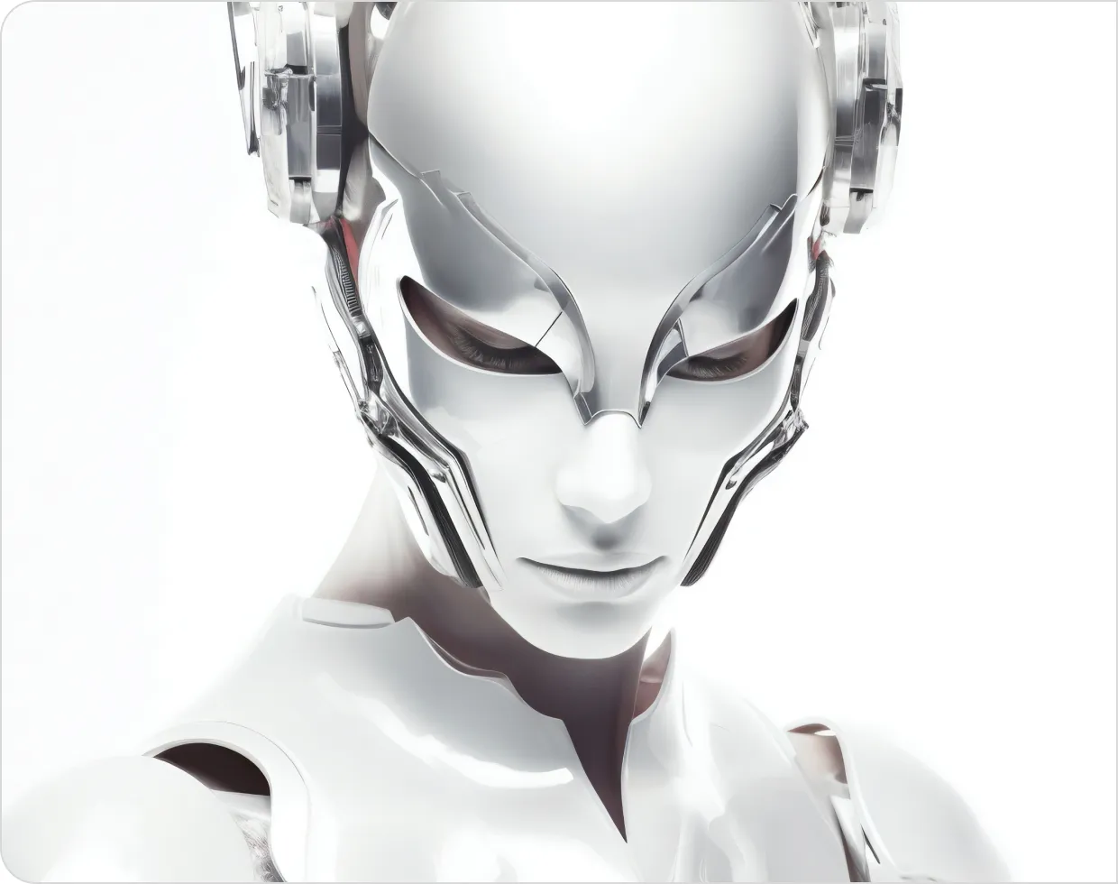 A glossy white humanoid robot