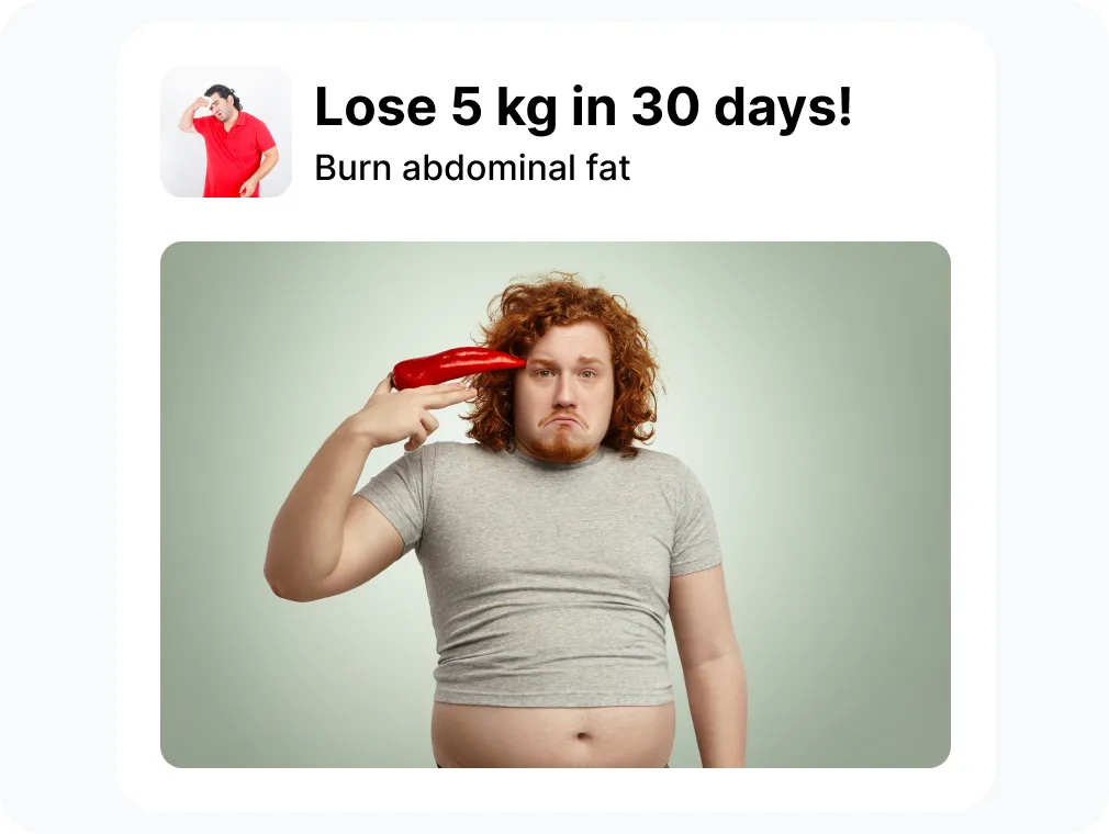 A weight loss Nutra creative showing a slimmer figure