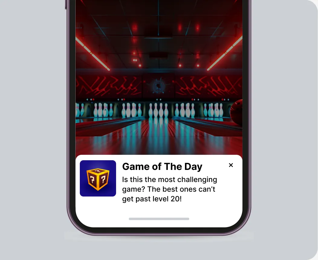 Push-style ad card shown inside a Telegram Mini App